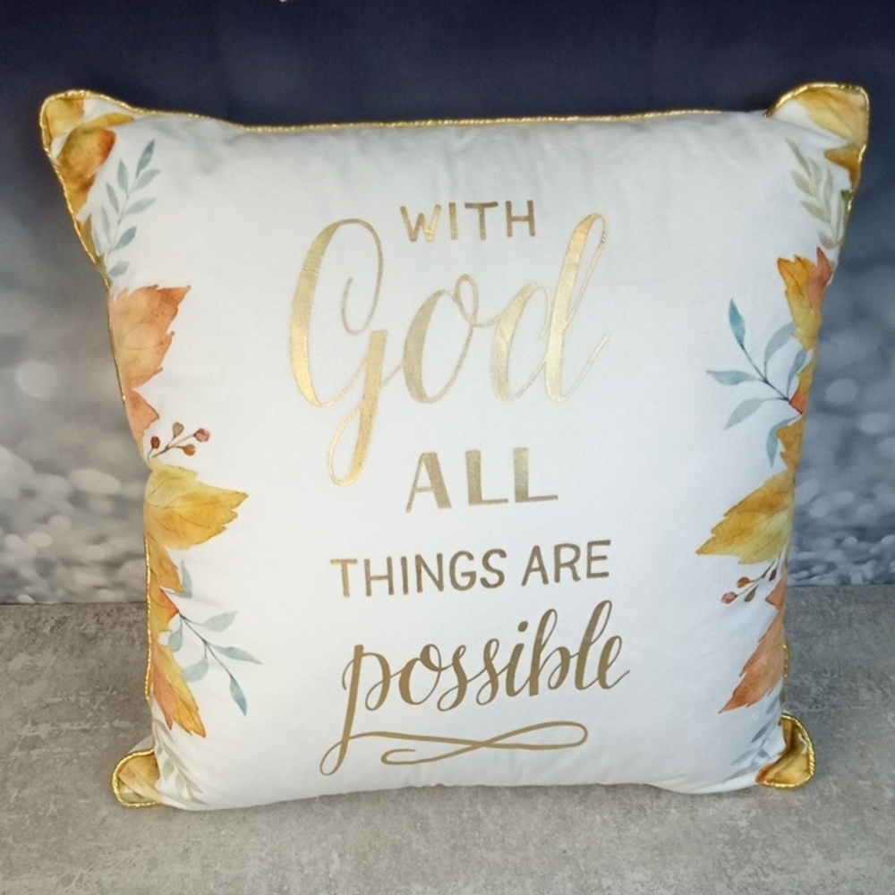 🍂 🍒 Inspirational Fall Throw Pillow with Gold Accents